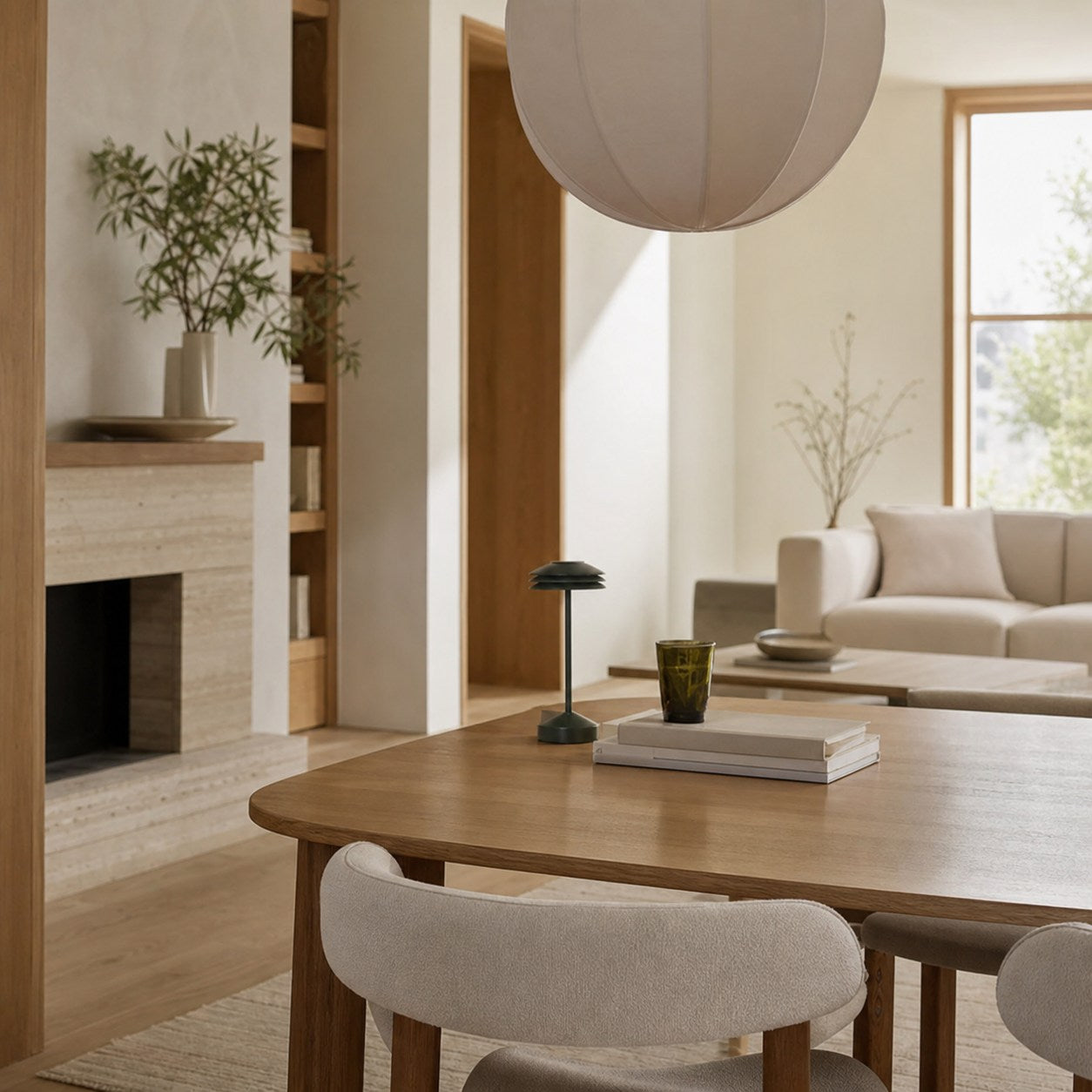 Alvian Pendant Light - Linen Shade with Adjustable Height for Cozy Dining