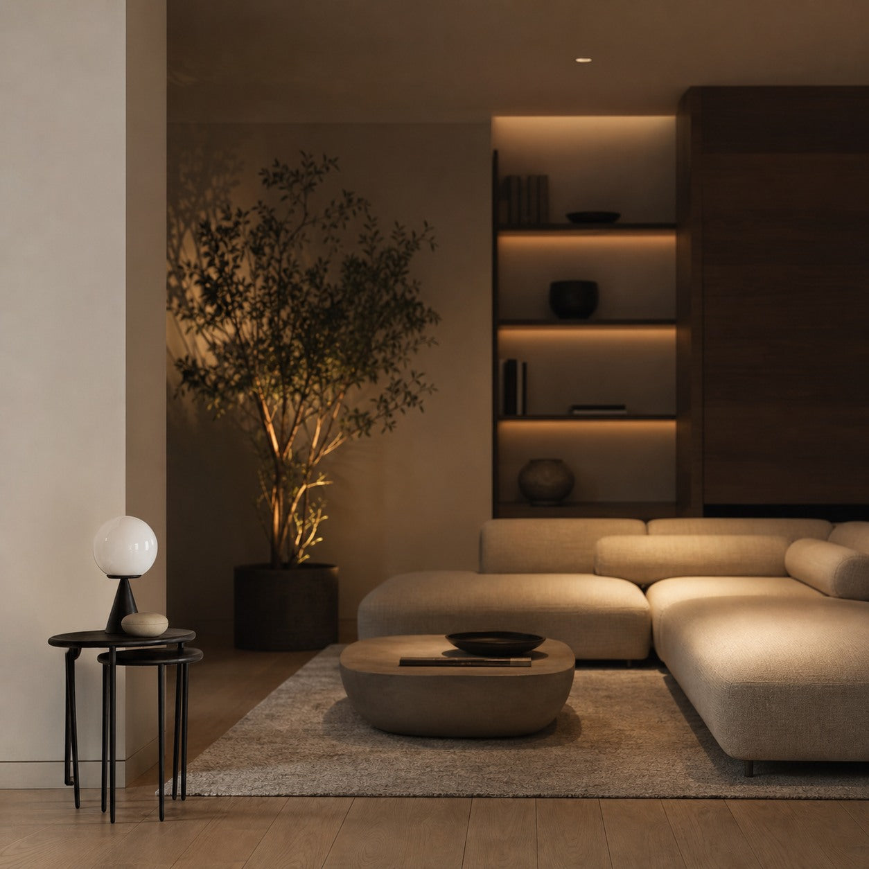 Ulvara Modern Table Lamp - Glass Globe and Tapered Base for Bedroom Glow