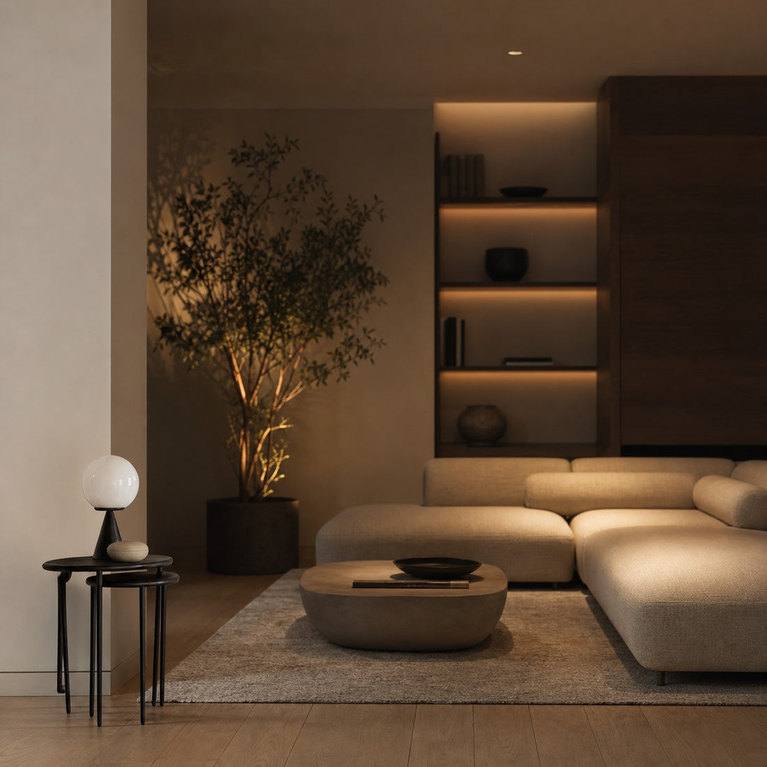 Ulvara Modern Table Lamp - Glass Globe and Tapered Base for Bedroom Glow