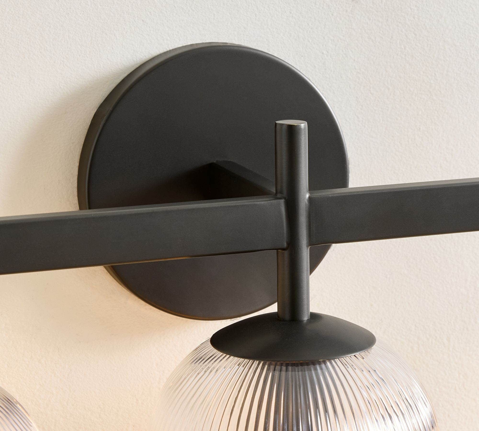 Bravira Ribbed Glass Sconce - Metal Wall Light with Clear Glass Shade