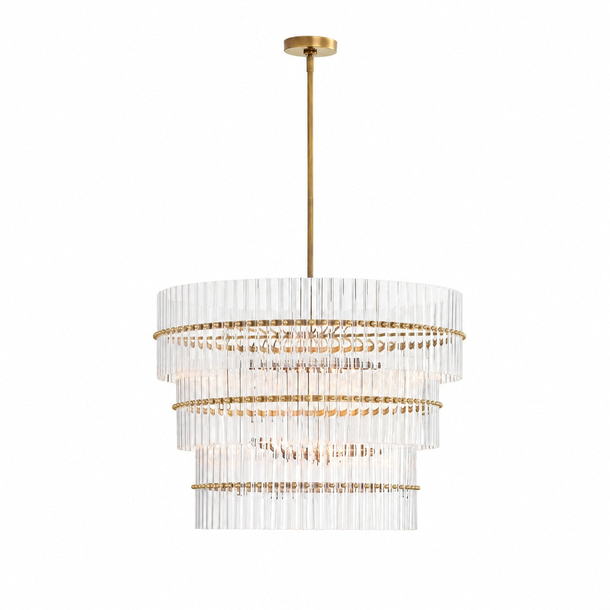 Lumora Crystal Pendant Light – Elegant Tumbled Brass & Cut Glass