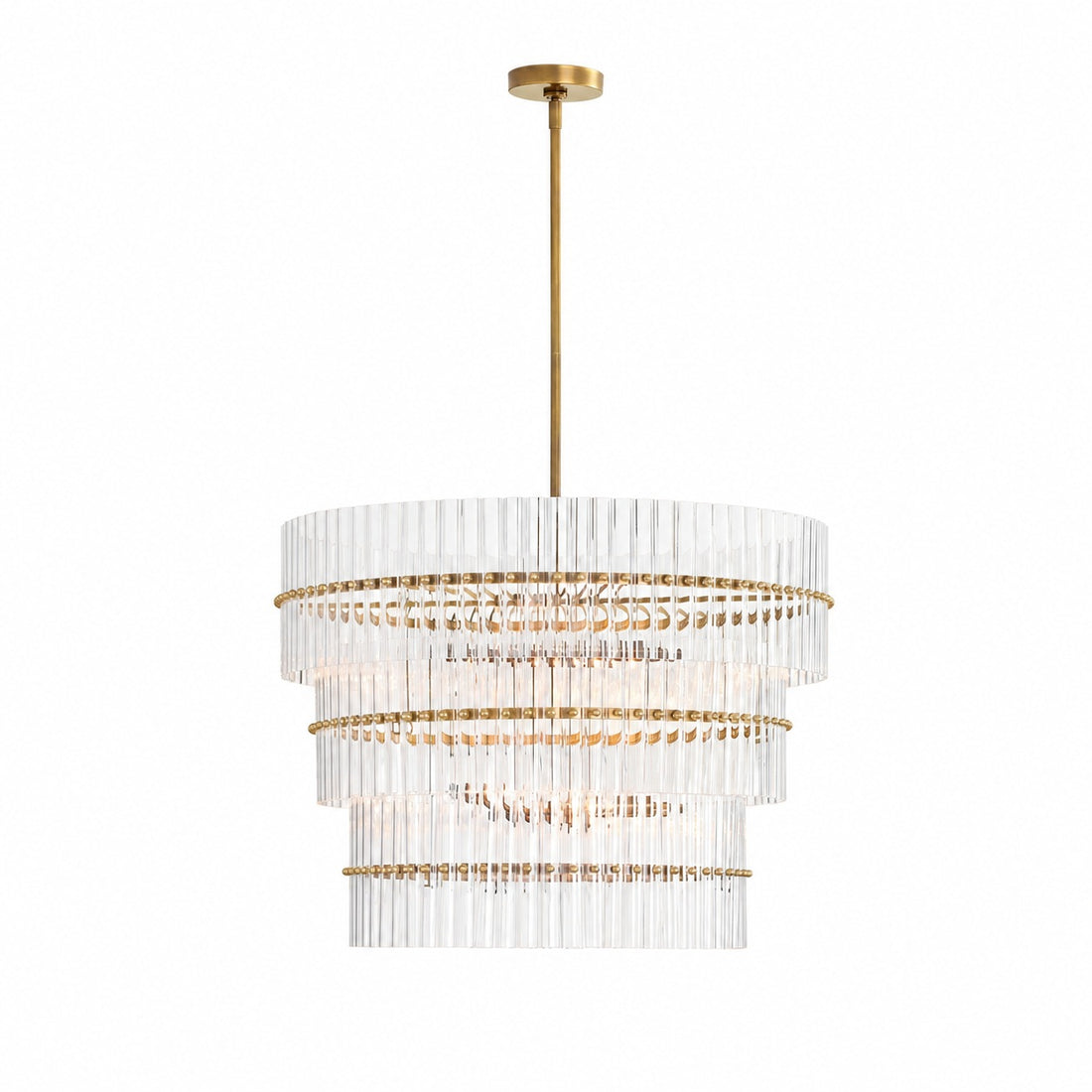 Lumora Crystal Pendant Light – Elegant Tumbled Brass & Cut Glass