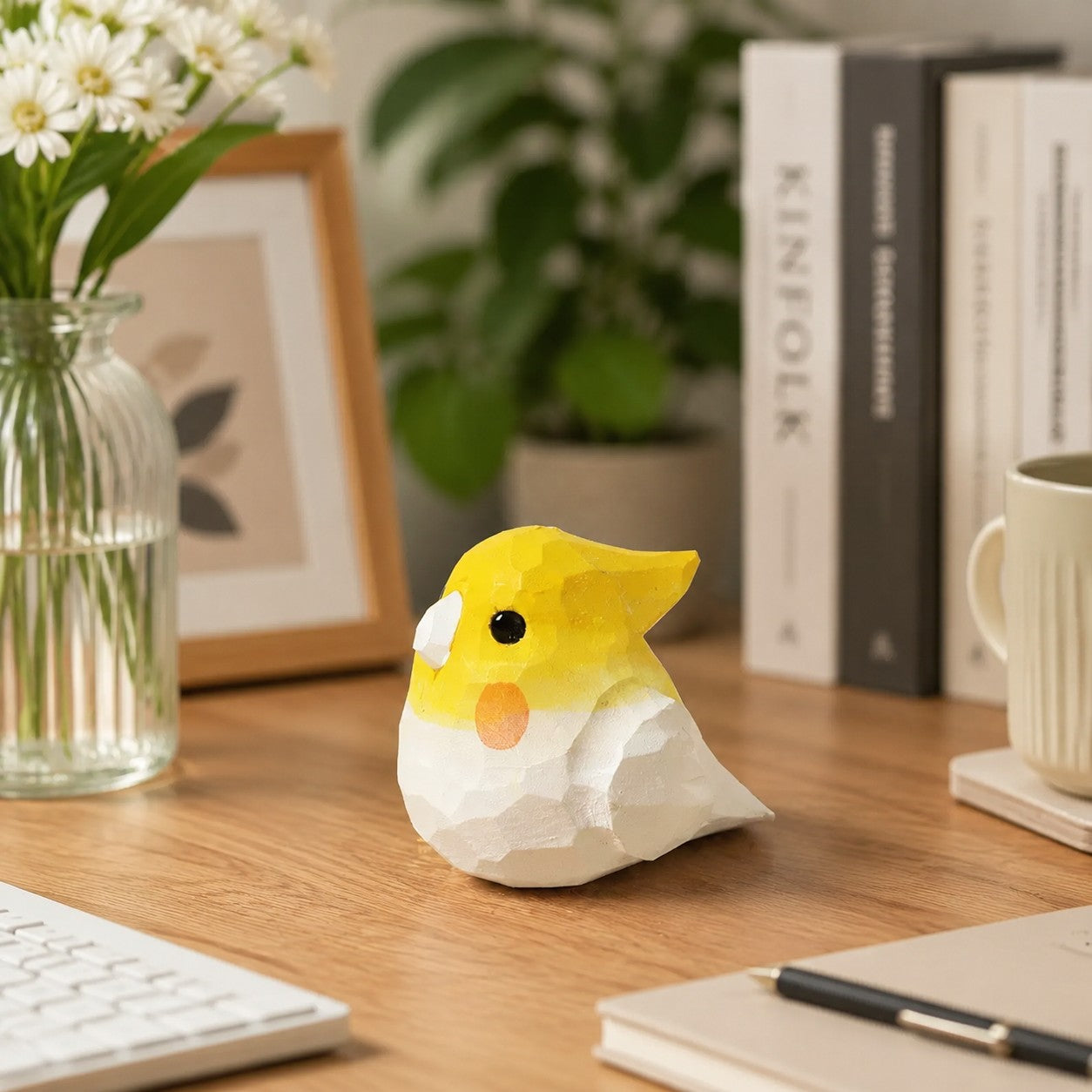 Cute Carved Wooden Bird Ornament