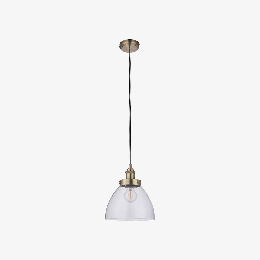 Novera Art Deco Dome Adjustable Height Glass Shade Pendant Light - Living Room