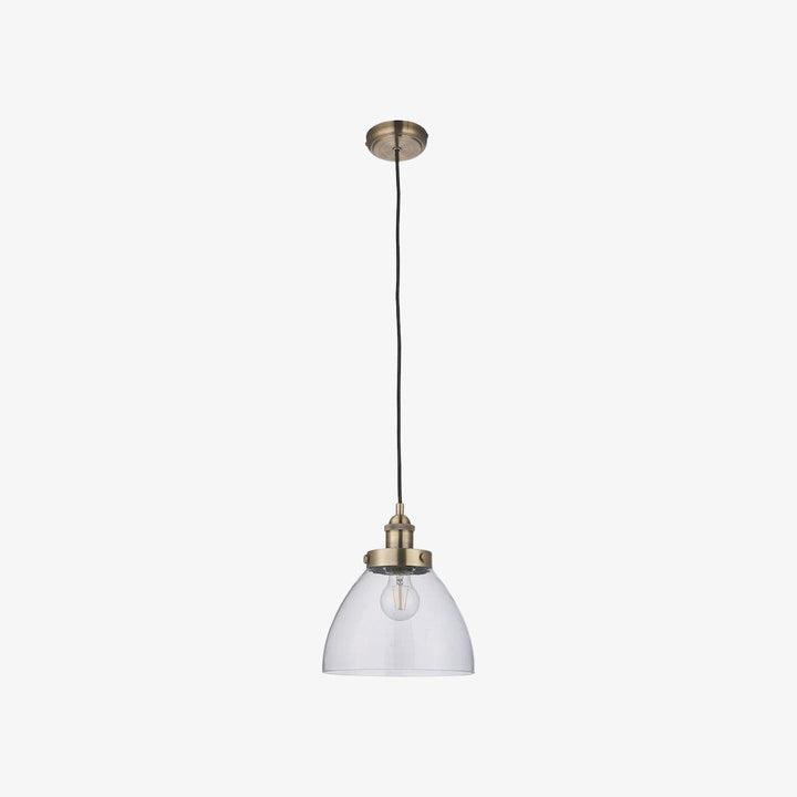 Novera Art Deco Dome Adjustable Height Glass Shade Pendant Light - Living Room