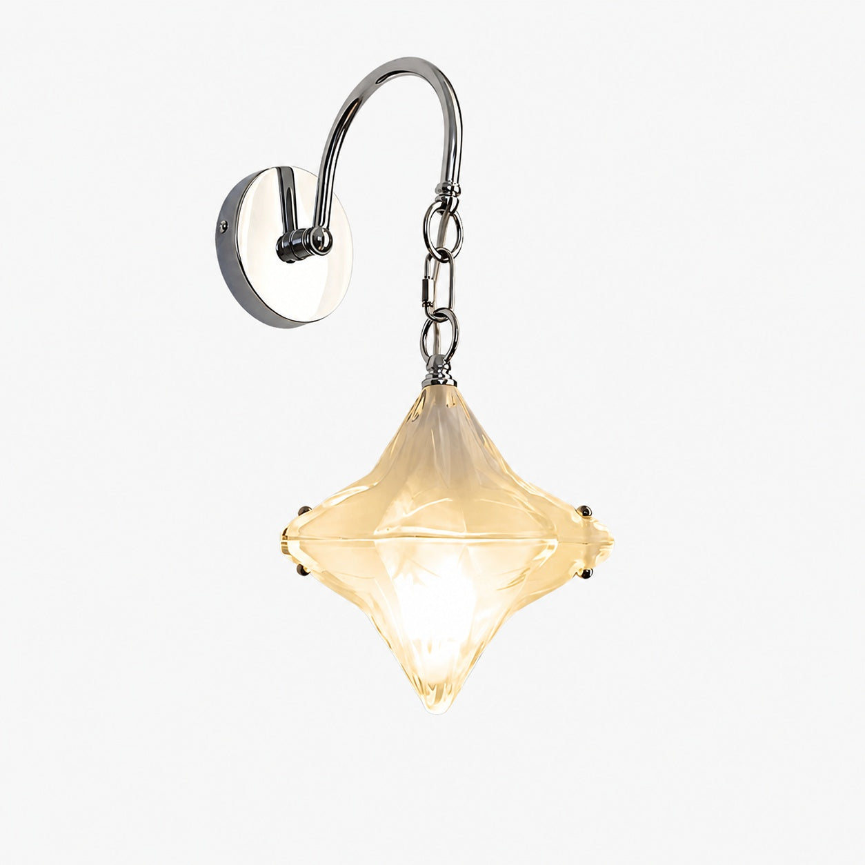 Art Deco Star Wall Sconce - Frosted Glass Light for Hallway - Astris Selene