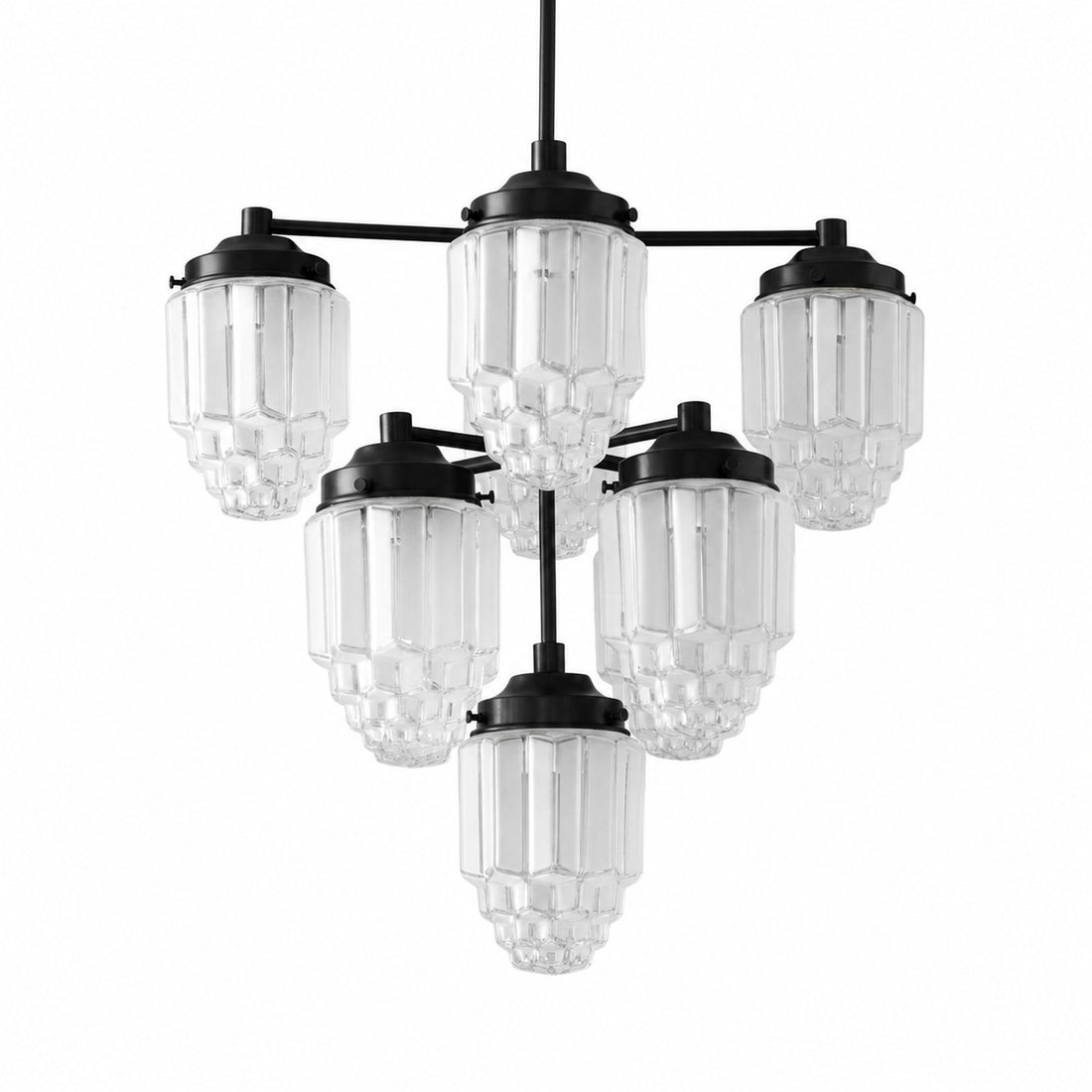 Tierlux Glass Textured Brass Chandelier – Timeless Lighting with Style