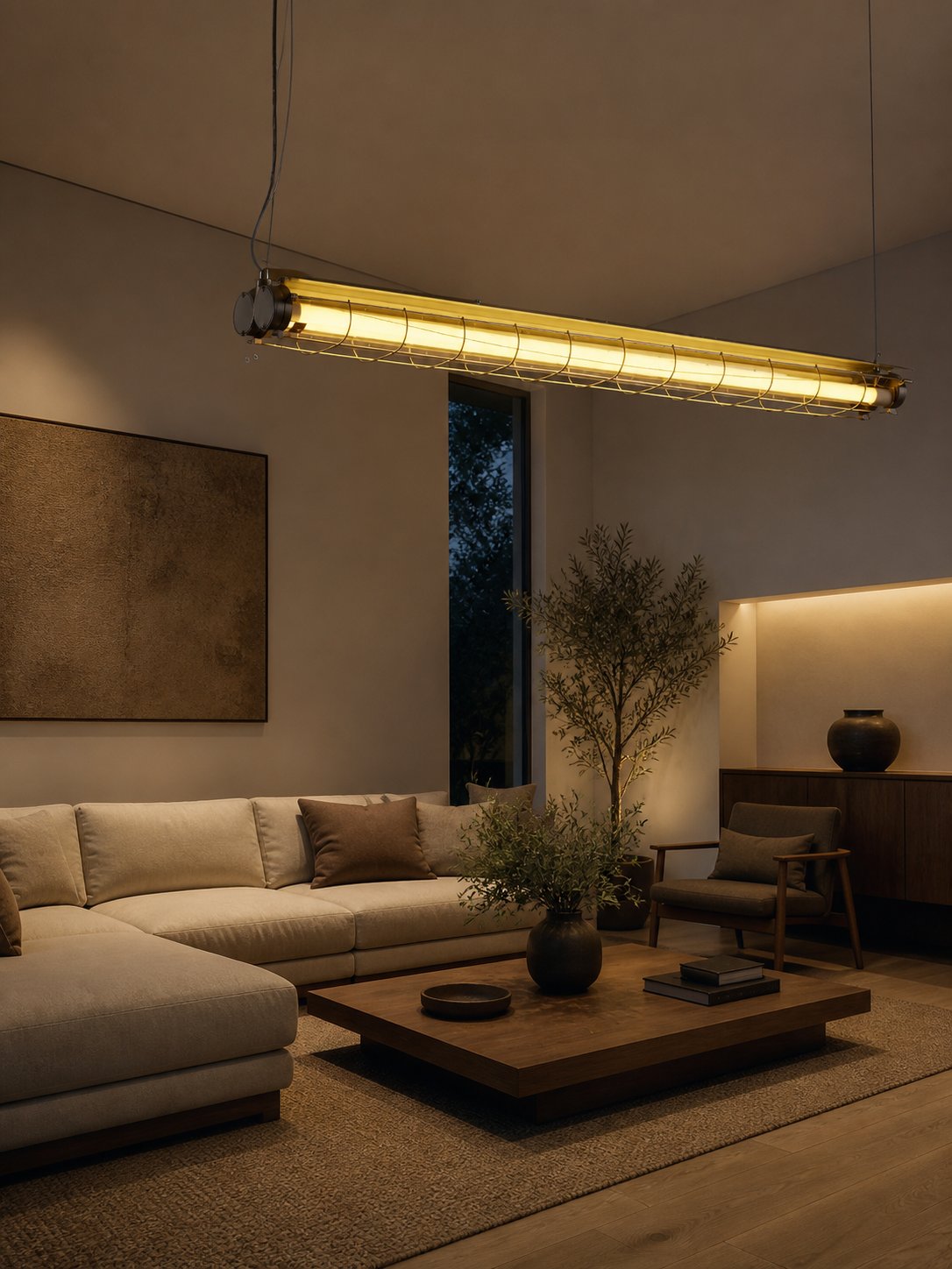 Modern Acrylic Linear LED Chandelier in Black or Silver