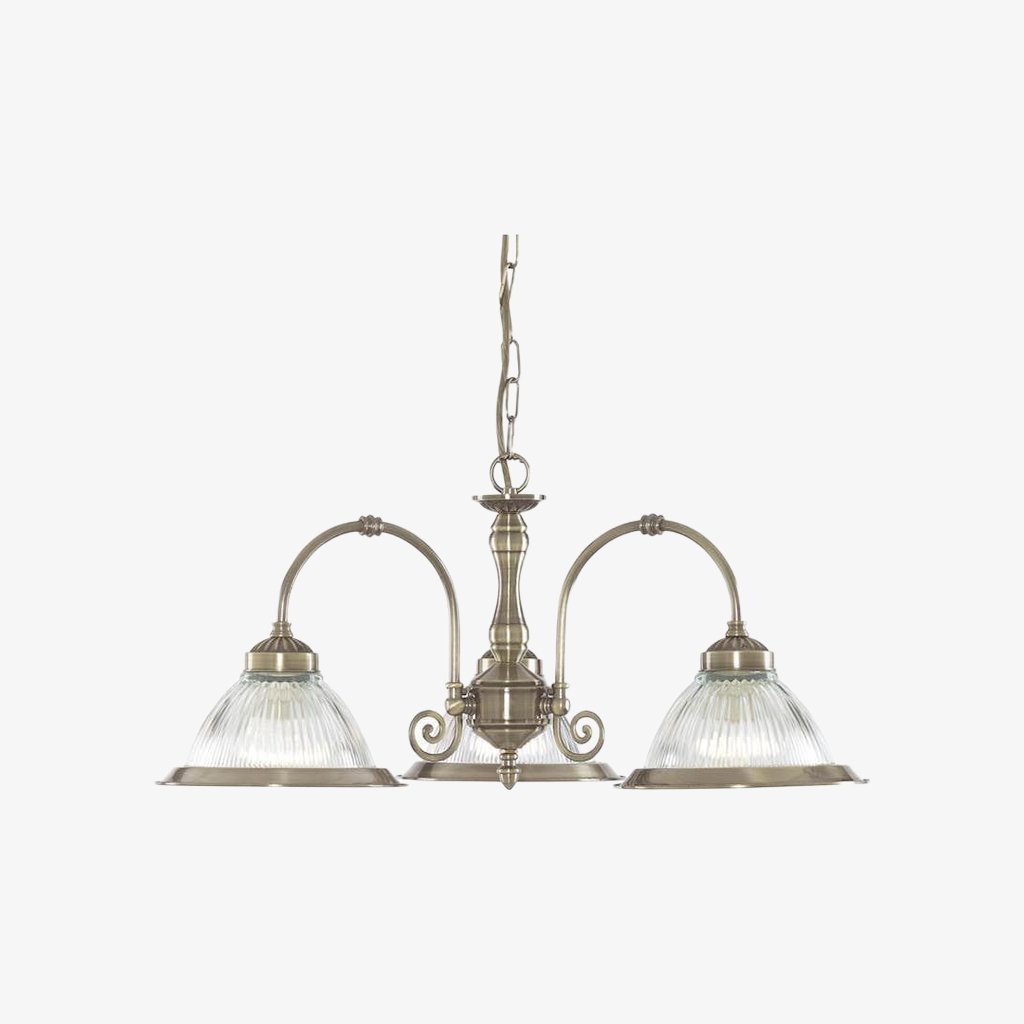 TF Vintora Ribbed Glass Pendant Light – Elegant Metal Trim for Kitchens, Dining Areas and Hallways