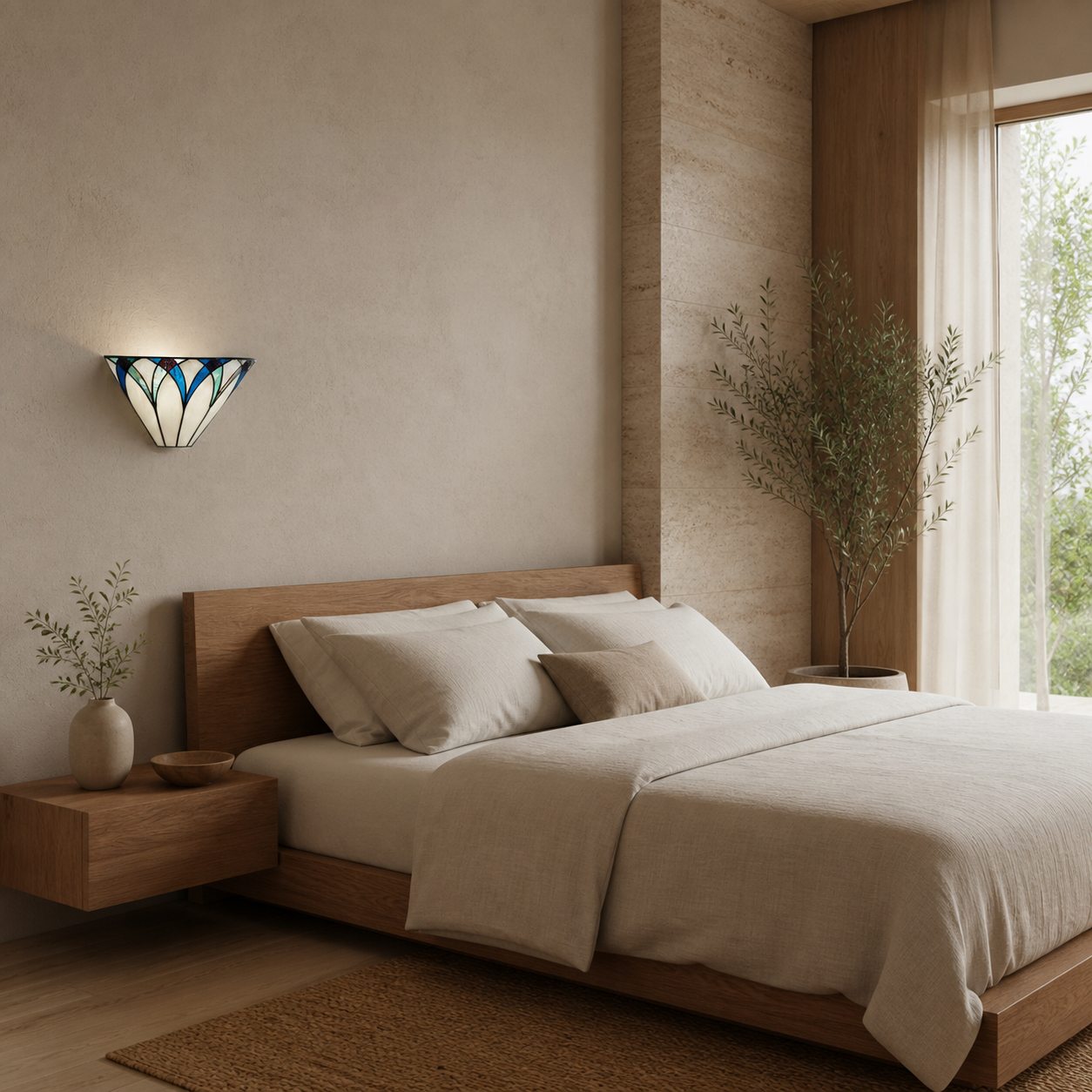 TF Allanton Stained Wall Lamp – Vintage Art Deco Style Metal for Living Rooms and Hallways