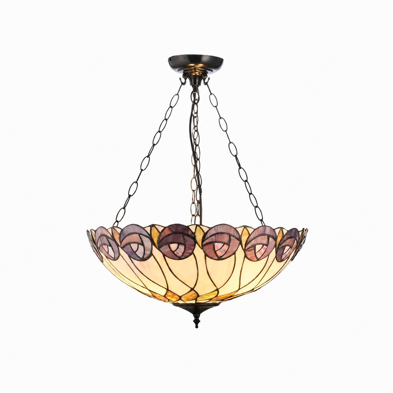 TF Hutchinson Tiffany Pendant Lamp - Inverted Art Glass Adjustable Pendant Light for Home