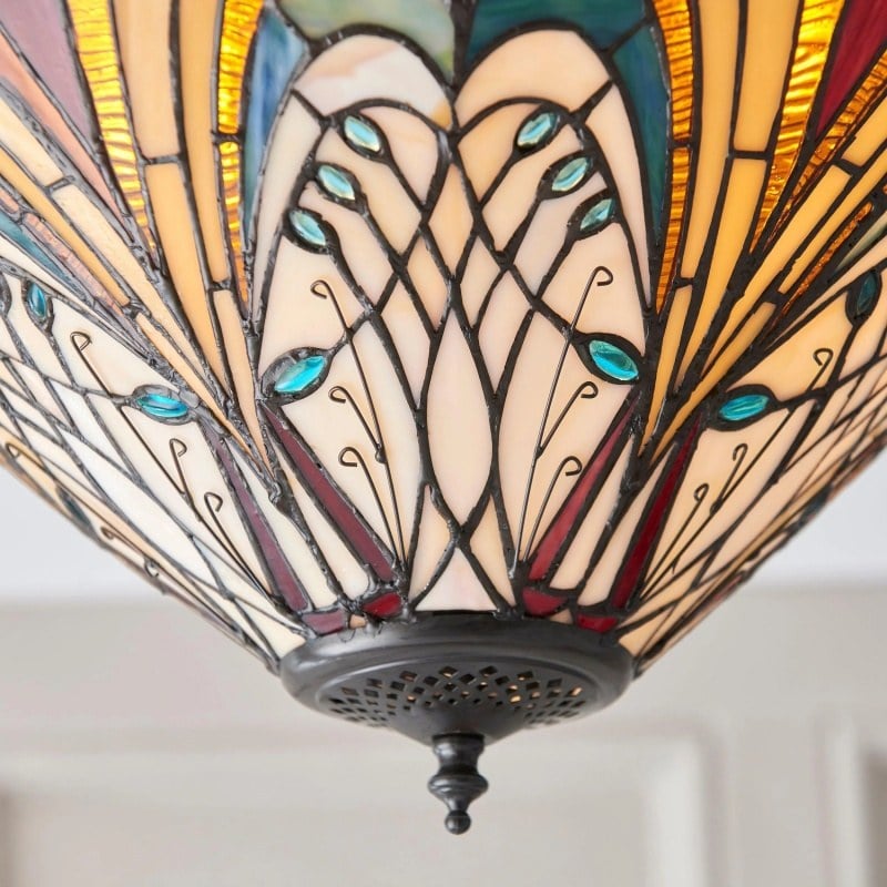 TF Hector Ceiling Light – Handcrafted Stained Glass Design Semi‑Flush or Pendant Fixture for Home