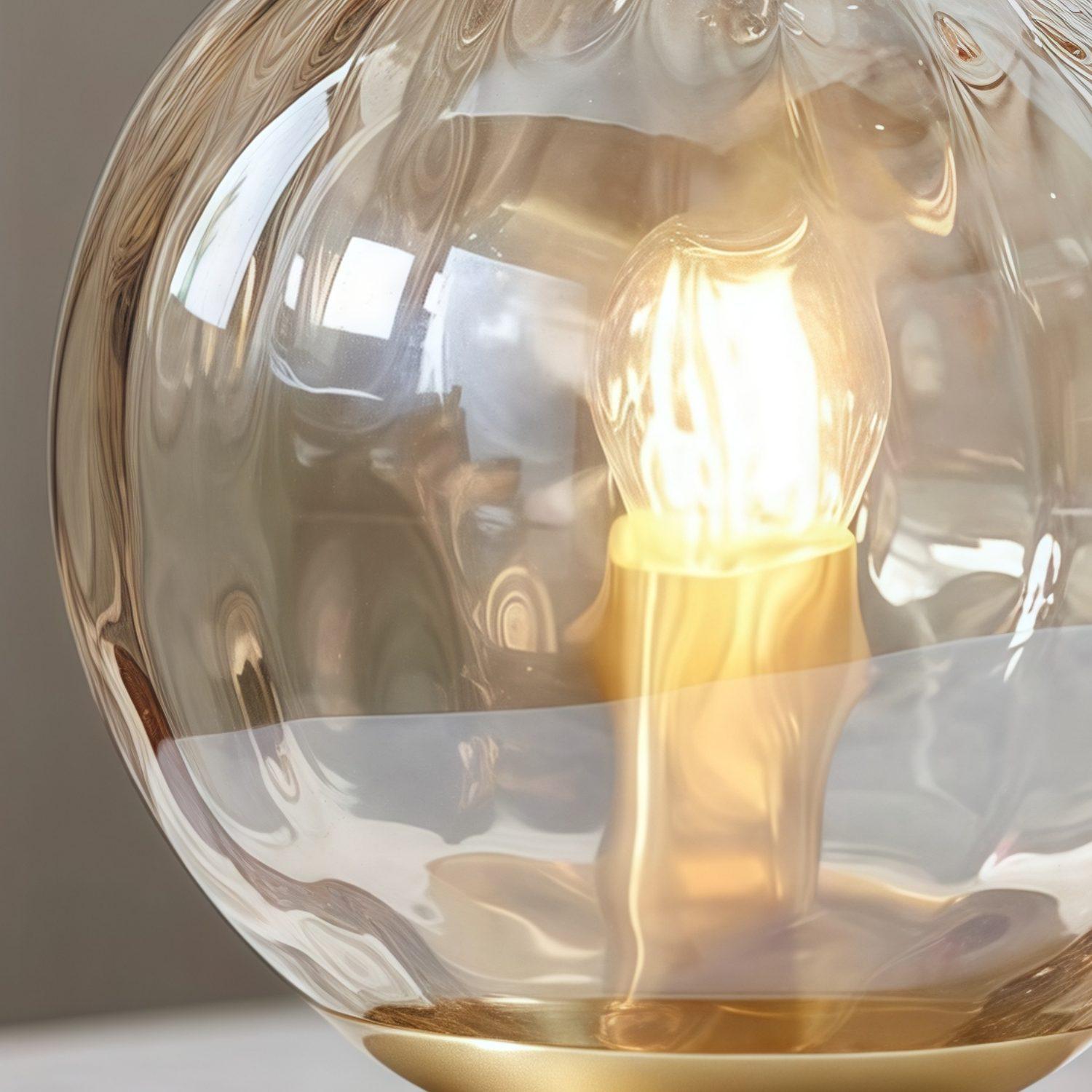 Tracian Modern Dimple Globe Table Lamp – Brass Ambient Decorative Lamp for Bedroom or Lounge