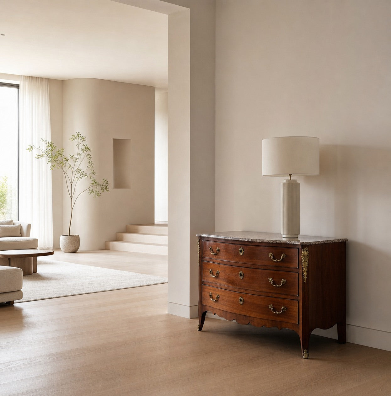 Ceruna Minimalist Ceramic Table Lamp - Ceramic Base With A Linen Lampshade