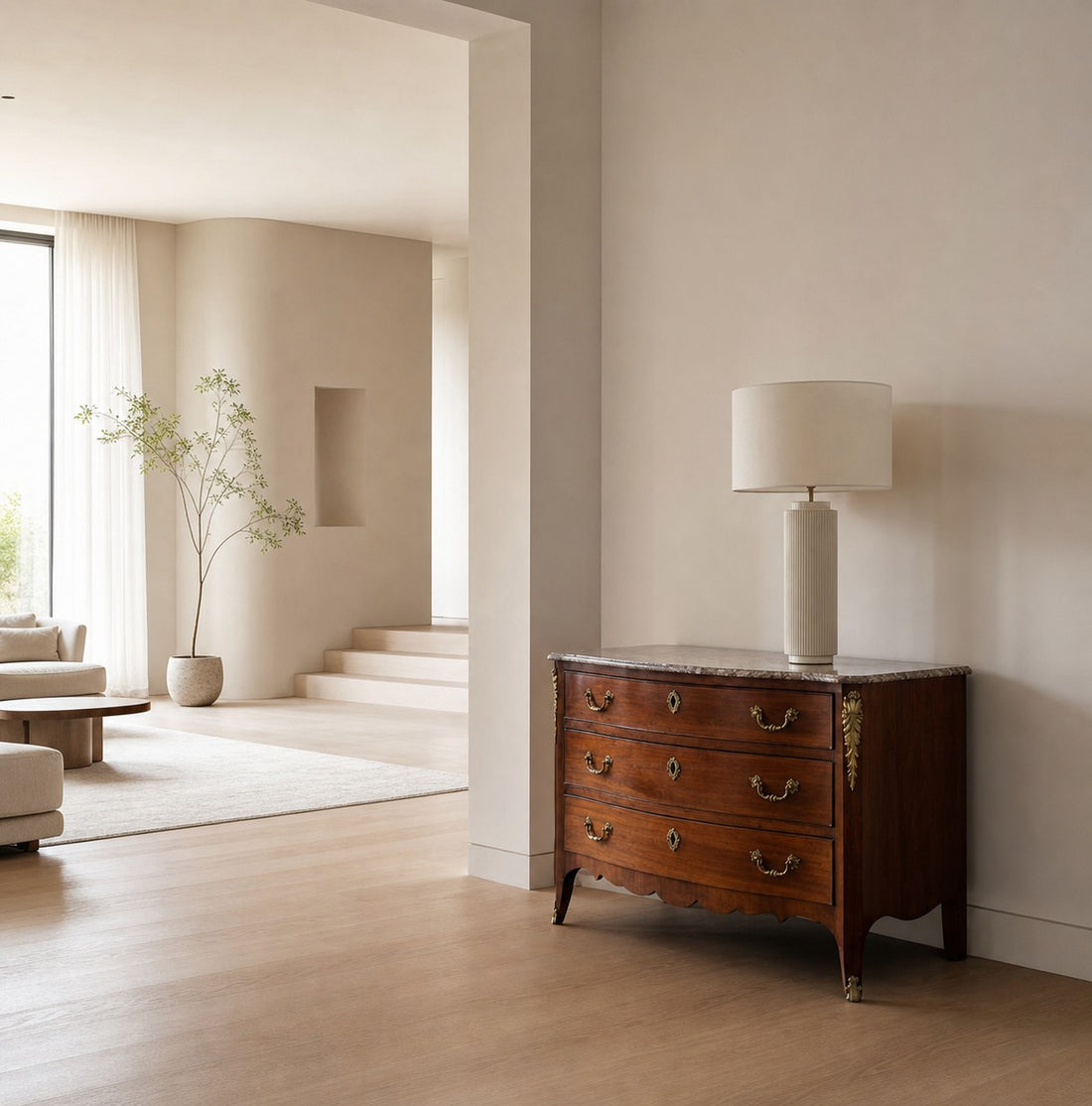 Ceruna Minimalist Ceramic Table Lamp - Ceramic Base With A Linen Lampshade