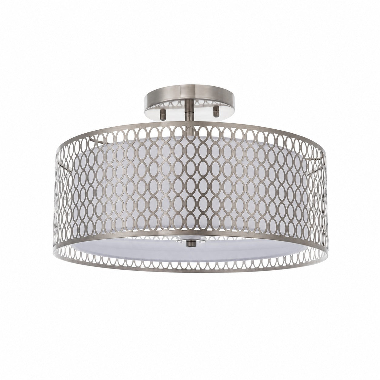 Liorin Geometric Mesh 3‑Light Flush Ceiling Light - Mesh Metal Frosted Lamp for Living Room or Hallway