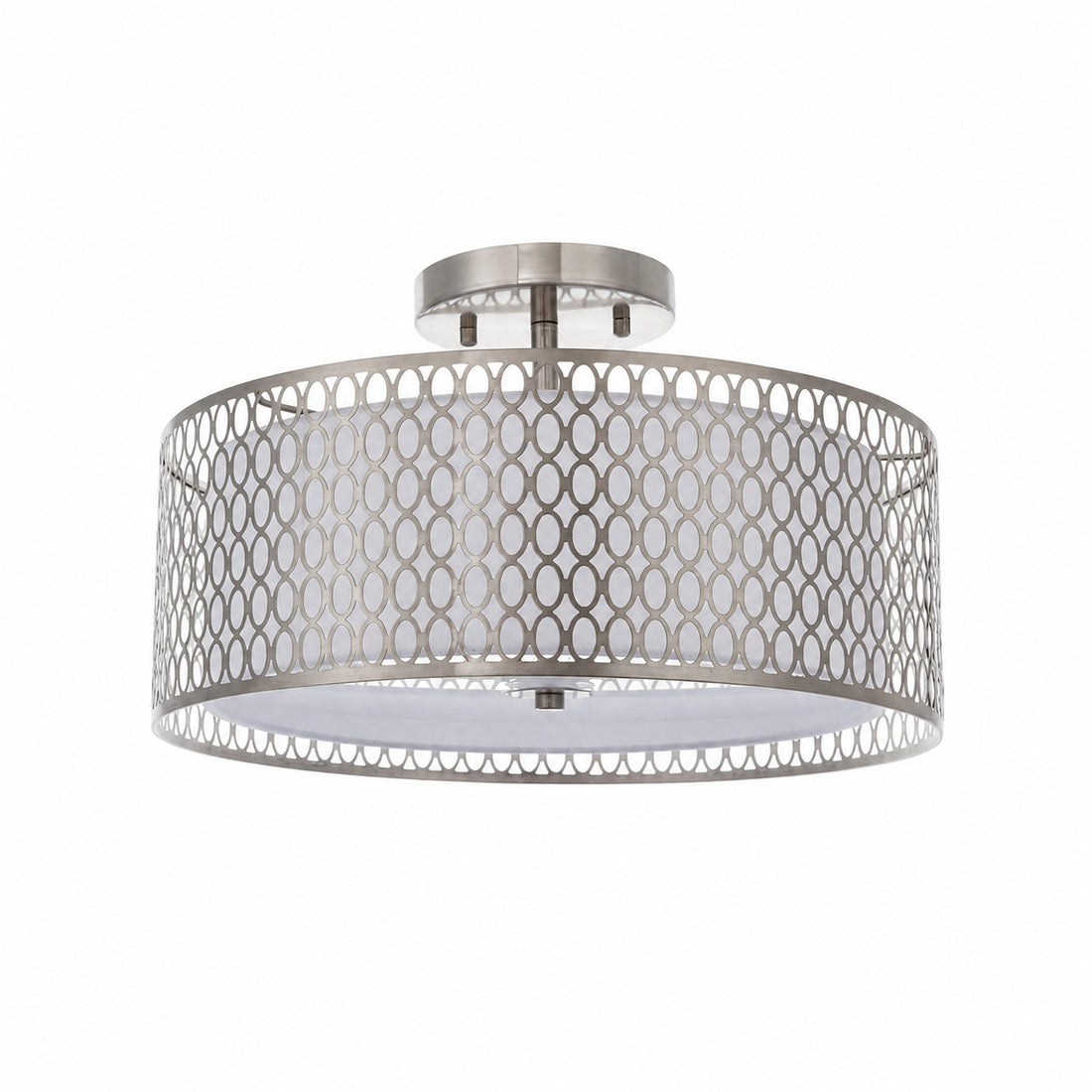 Liorin Geometric Mesh 3‑Light Flush Ceiling Light - Mesh Metal Frosted Lamp for Living Room or Hallway