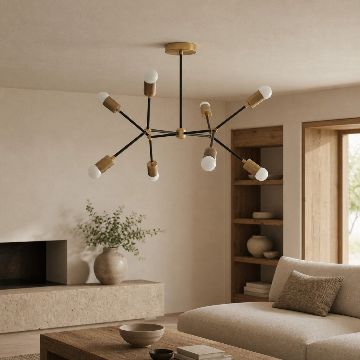 Mobilux Line Mobilux Line Modern Geometric Chandelier - Brass Ceiling Light Fixture