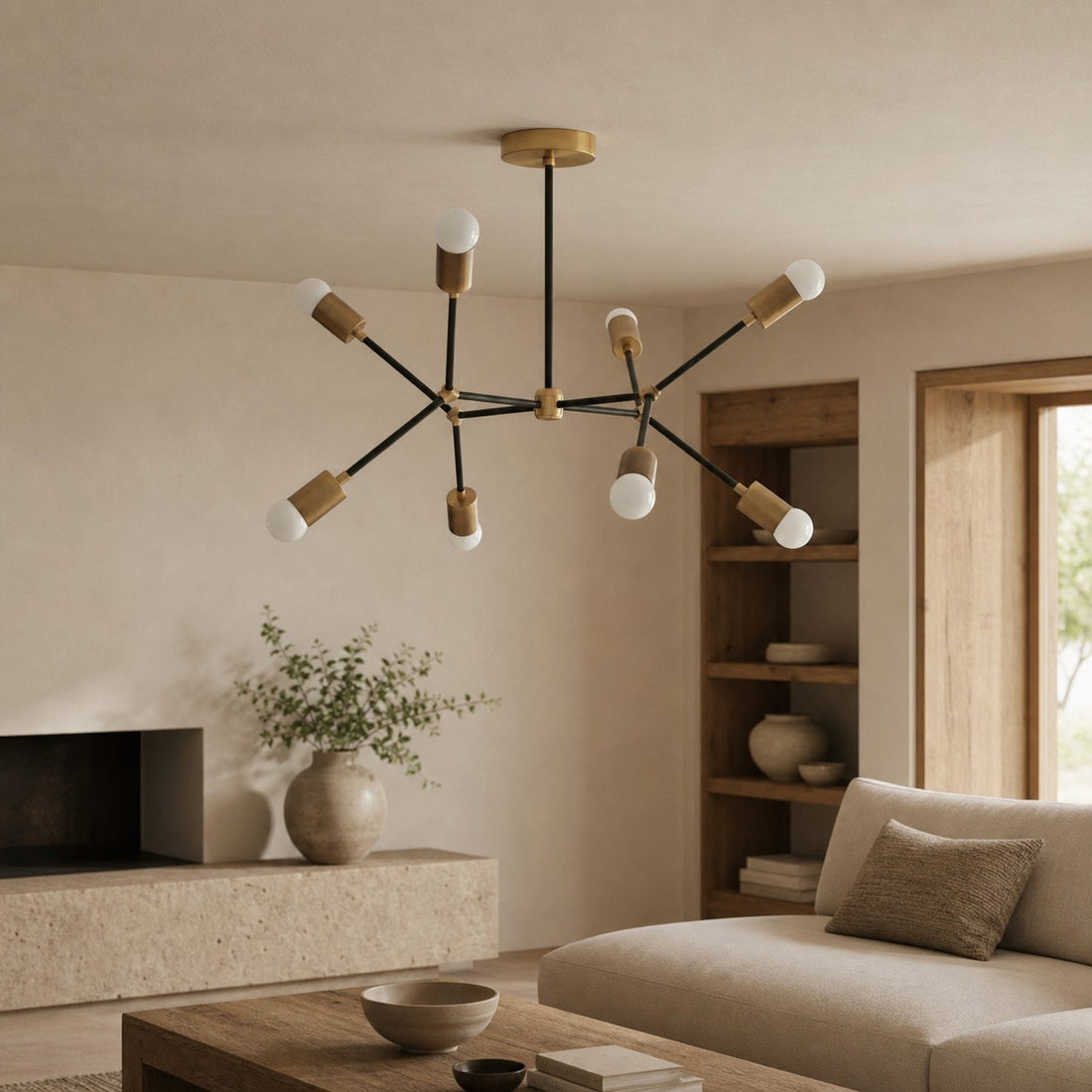 Mobilux Line Mobilux Line Modern Geometric Chandelier - Brass Ceiling Light Fixture