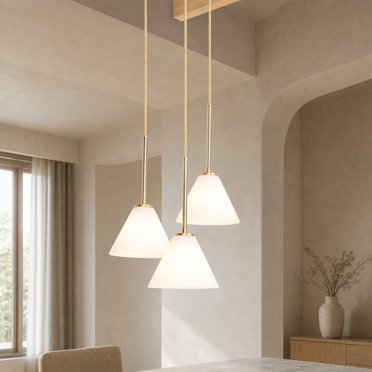 Conica 3-Light Cone Chandelier - Sculptural Glass Pendant Lighting Modern Style