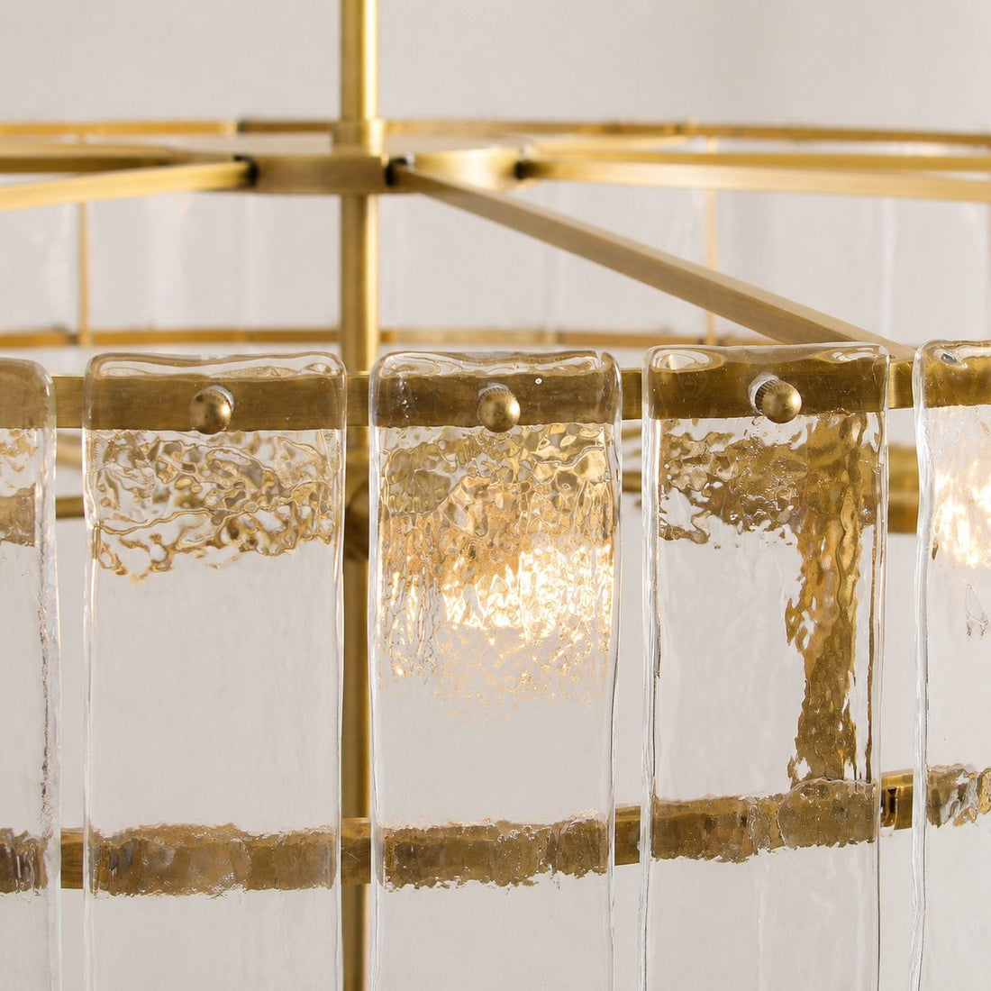 Lumvey Textured Glass Chandelier - Luxury Handcrafted Two-Tier Round Chandelier for Living Room