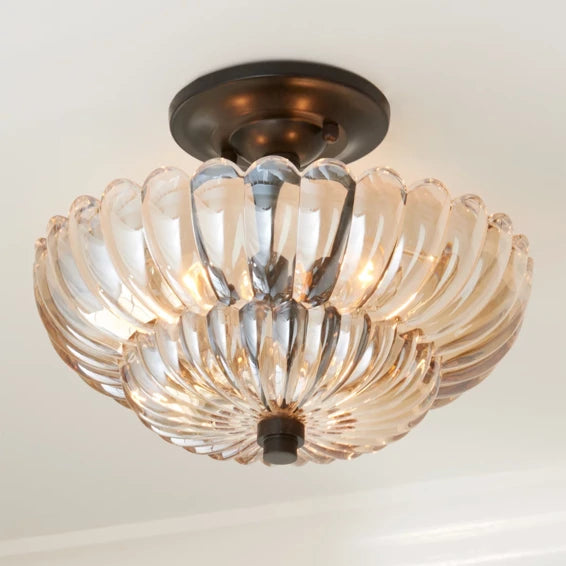 Semi Flush Mount Ceiling Lights Umbrella Shape Glass Lamp