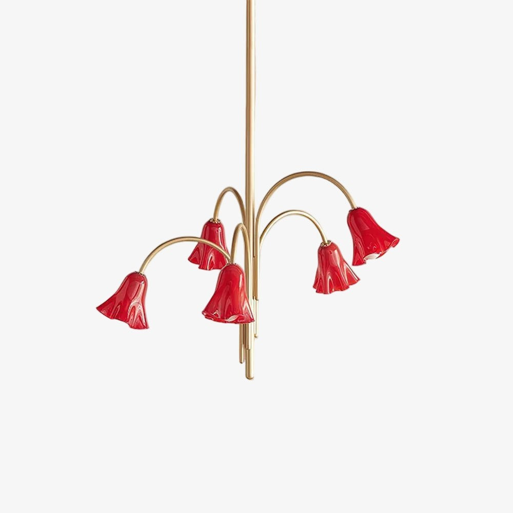 Bellina Modern Romantic Chandelier - Botanical Lily Design with Glass Flowers
