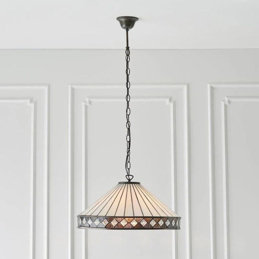 TF Fargo Pendant Light - Tiffany Style Lighting with an Art Deco Shade and Adjustable Chain
