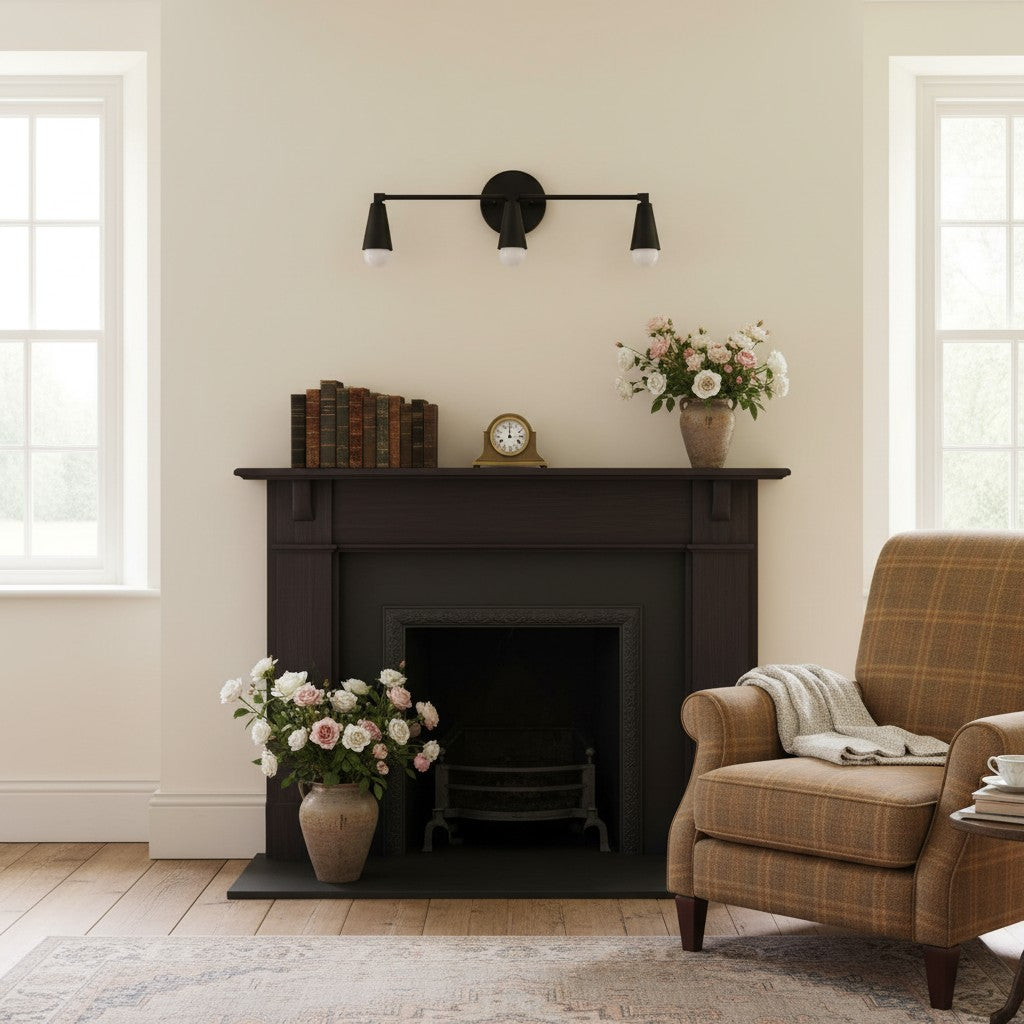 Pyralis Cone Artistic Triple Light Wall Fixture for Bedroom or Dressing Room