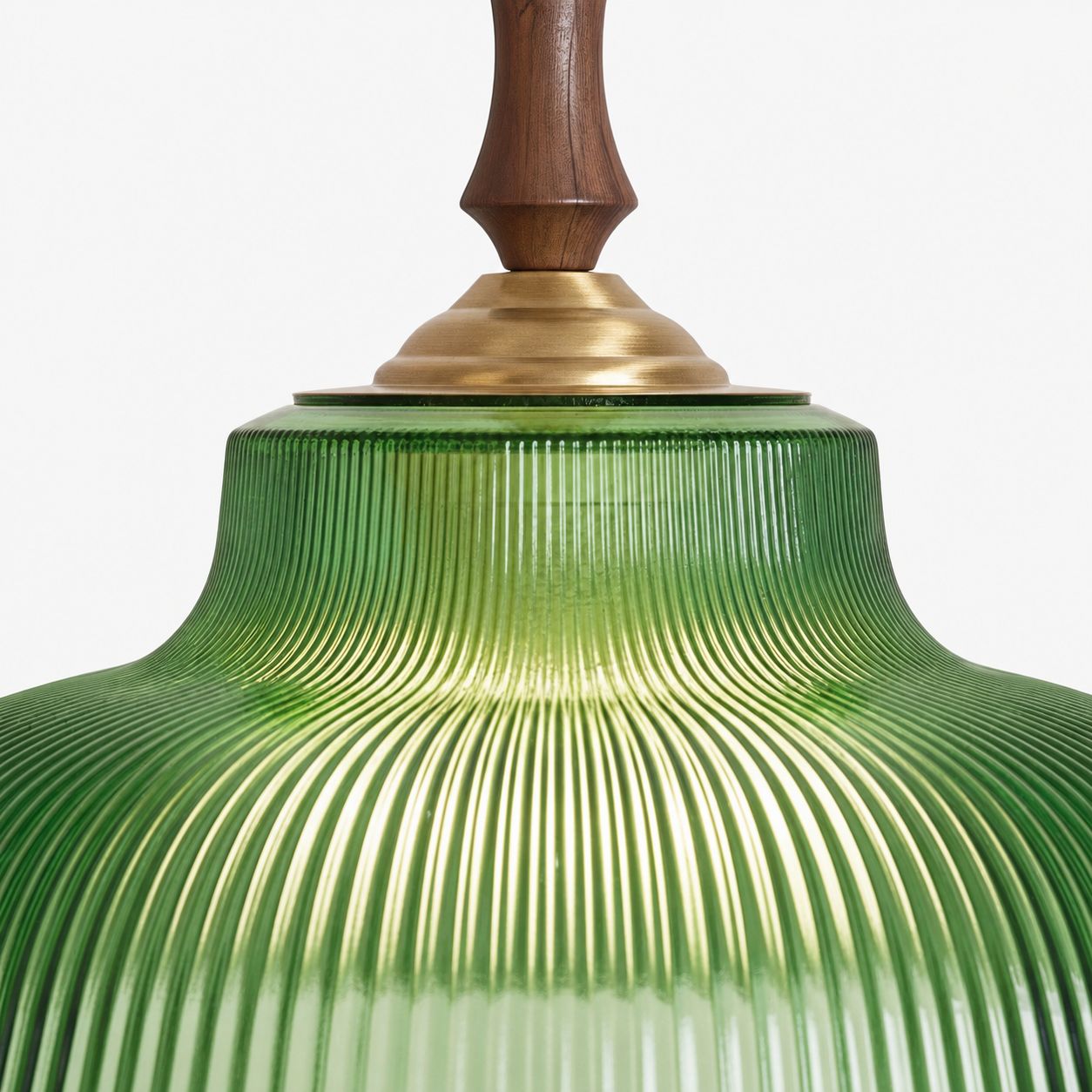 Elunaris Vintage Trumpet Shape Pendant Light with Green Glass Shade for Dining Room