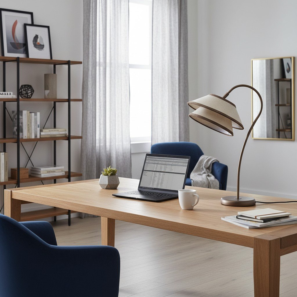 Tarivon Stacked Table Lamp – Modern Antique Linen Shade for Bedroom & Living Room