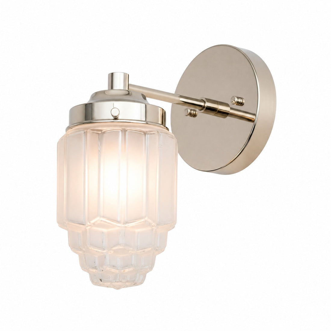 Tierlux Glass Vanity Light - Art Deco Bathroom Fixture with Skyscraper Shades