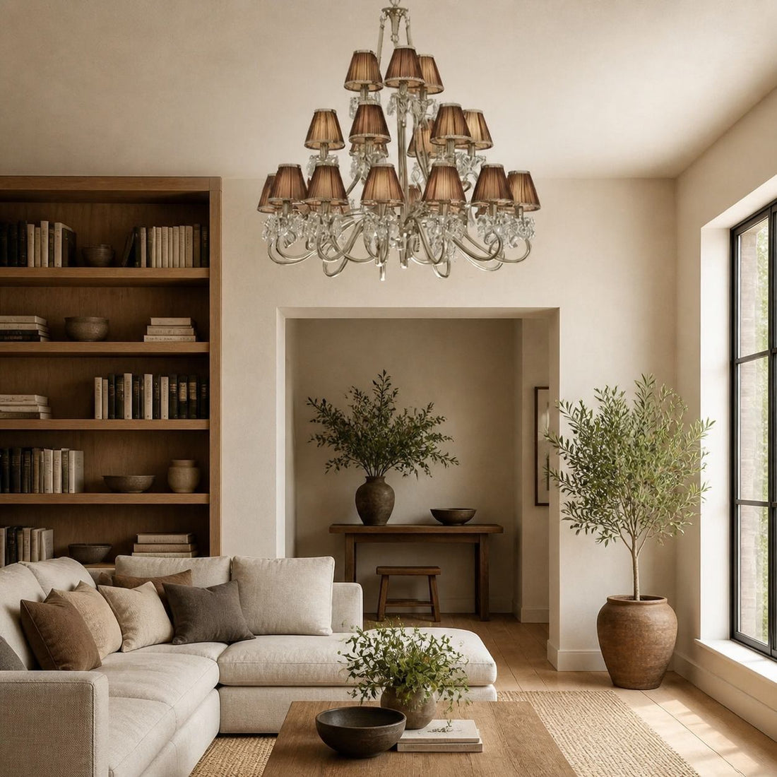 Talonis Multi-light Fabric Chandelier - Elegant Metal Curved Arms for Dining and Living
