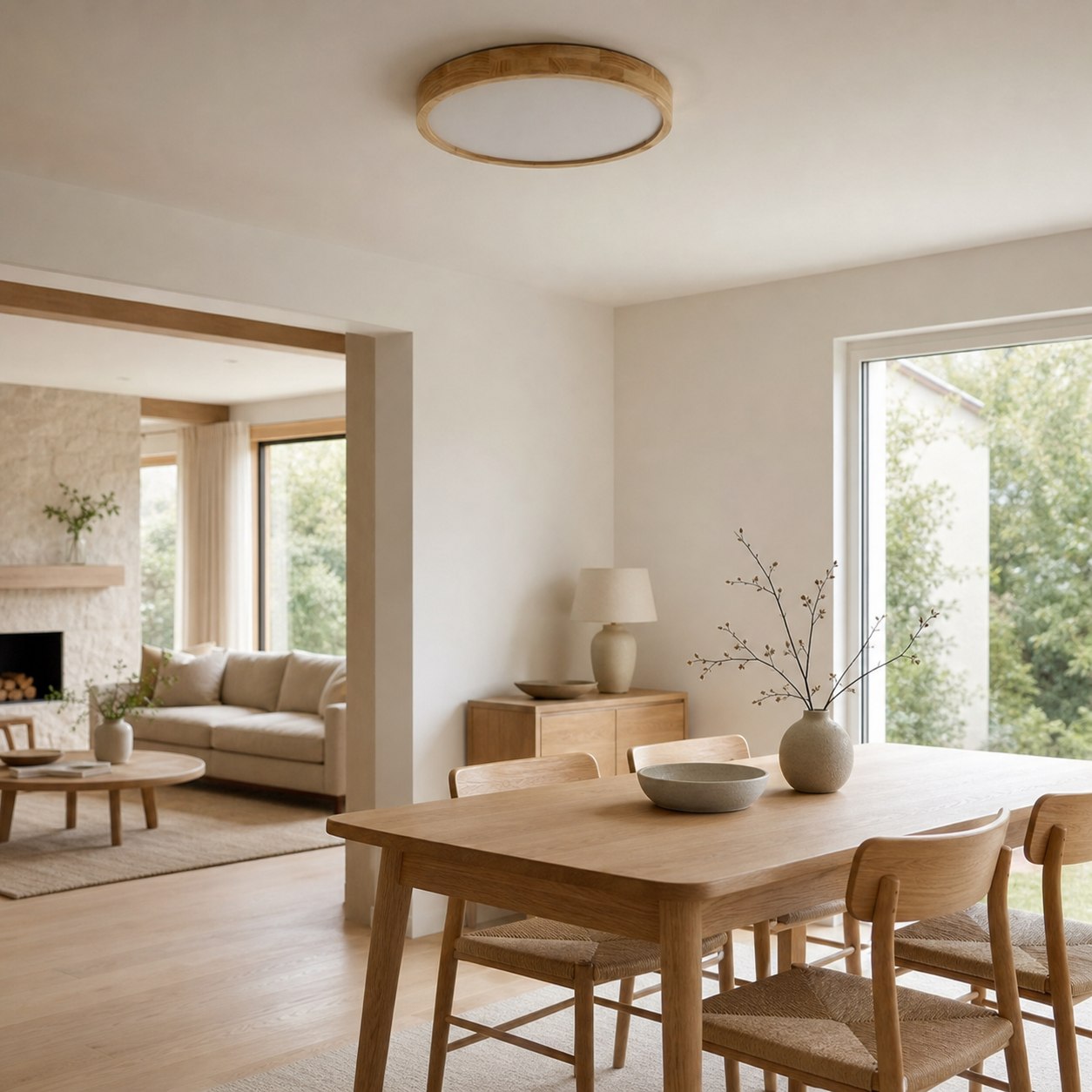 LignoForma Geometric Shape Ceiling Light - Contemporary Wood LED Ceiling for Bedroom and Lounge