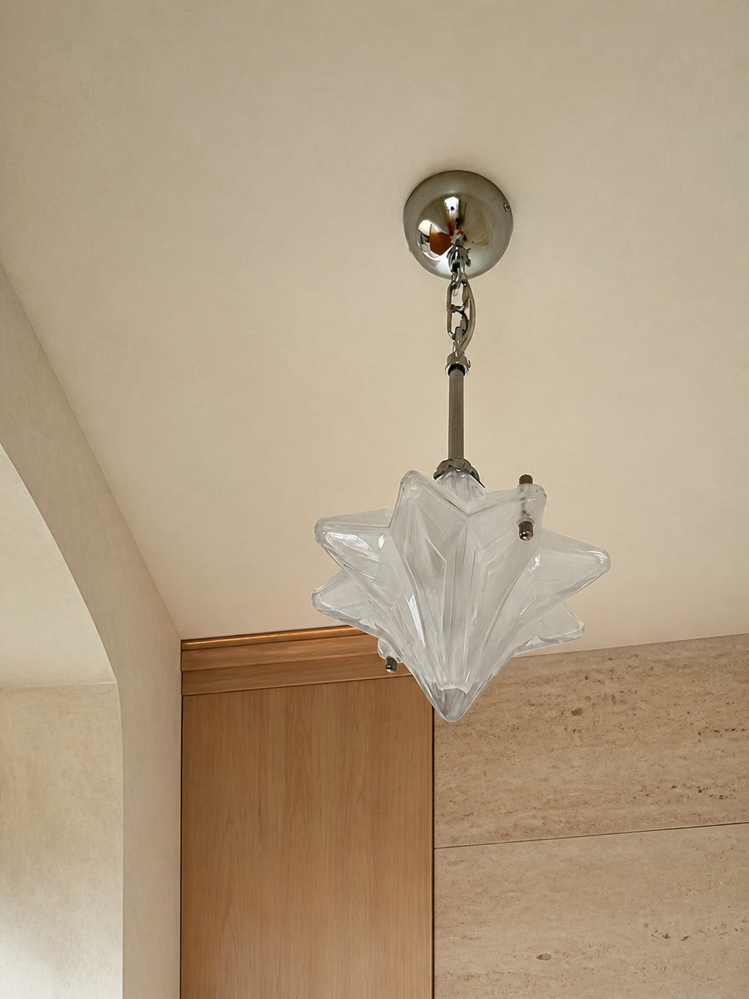 Art Deco Astris Elara Star Pendant Light – Frosted Glass Pendant with Geometric Style