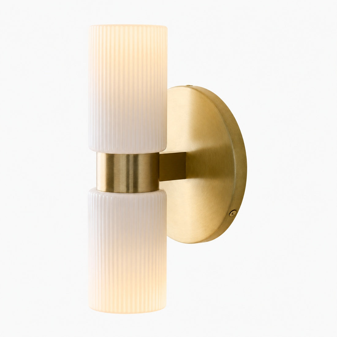 Rivora Fluted Glass Double Short Sconce - Indoor Outdoor Wall Light Elegance