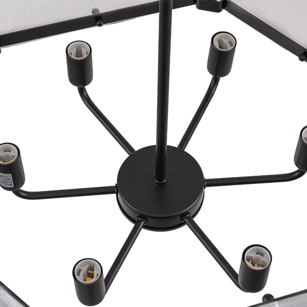 Textured Water Ripple Drum Chandelier - 6-Light Glass Pendant Light