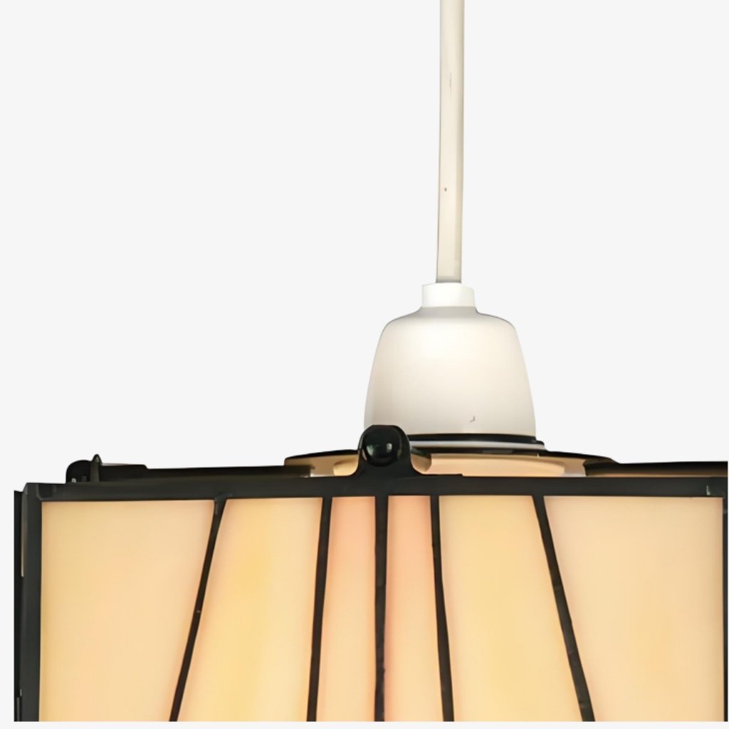 TF Camillo Mosaic Tiffany Glass Pendant Light - Square Lantern Shade - Artisan Home Décor Accessory
