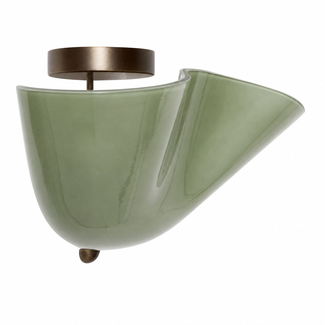 Bellina Glass Flush Mount Ceiling Light - Brass Accent Modern Fixture