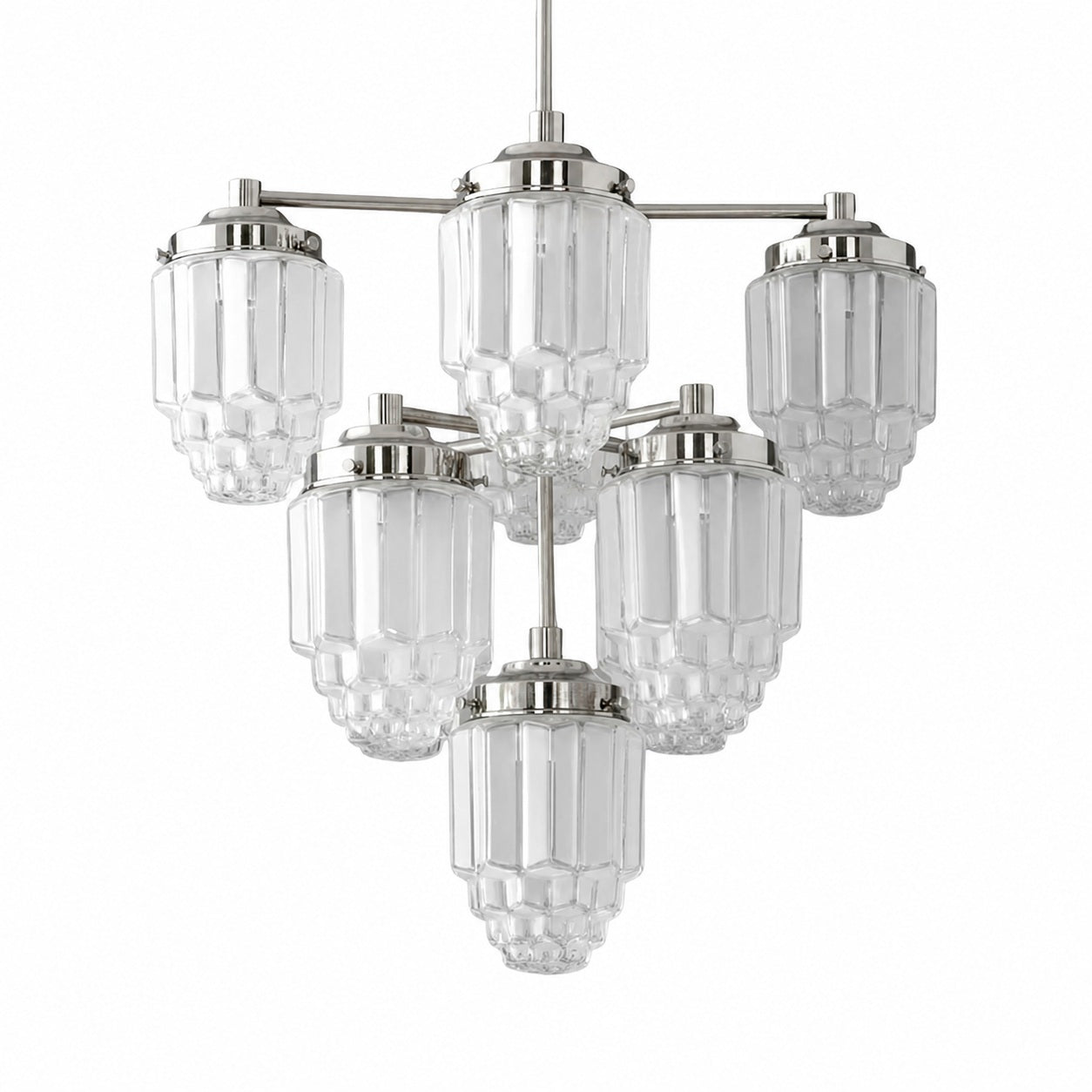 Tierlux Glass Textured Brass Chandelier – Timeless Lighting with Style