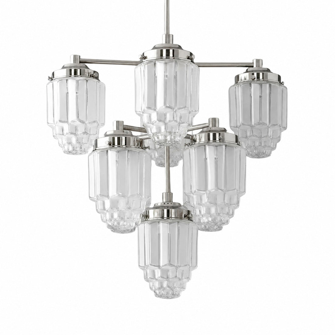 Tierlux Glass Textured Brass Chandelier – Timeless Lighting with Style
