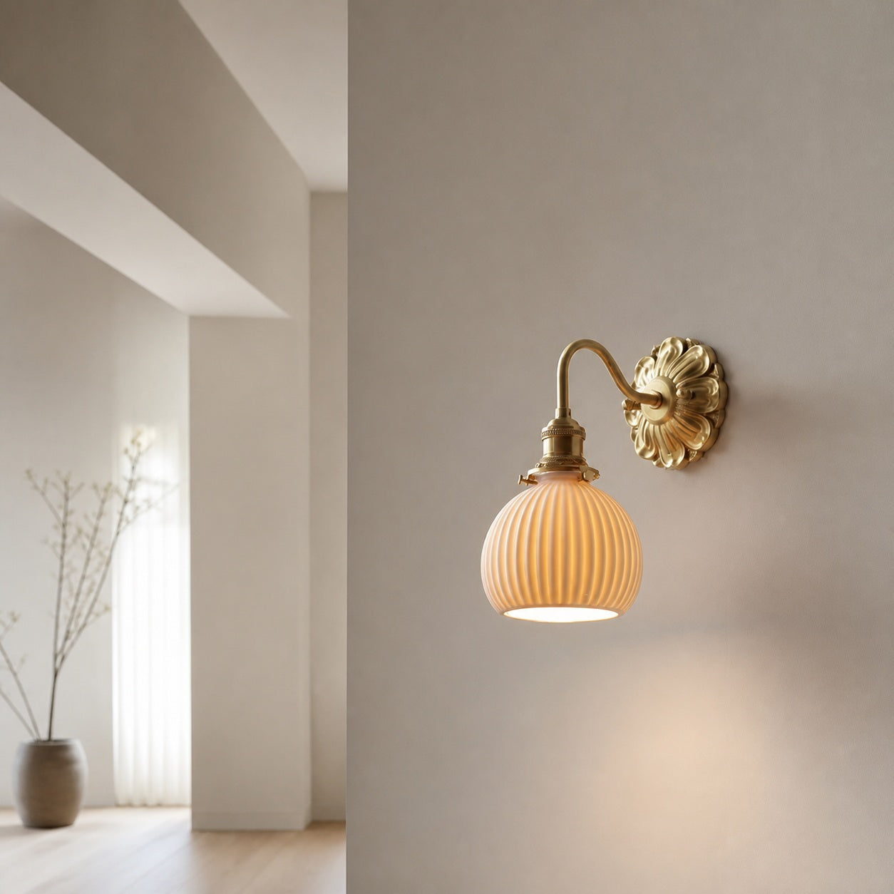 Brass Ceramic Wall Light