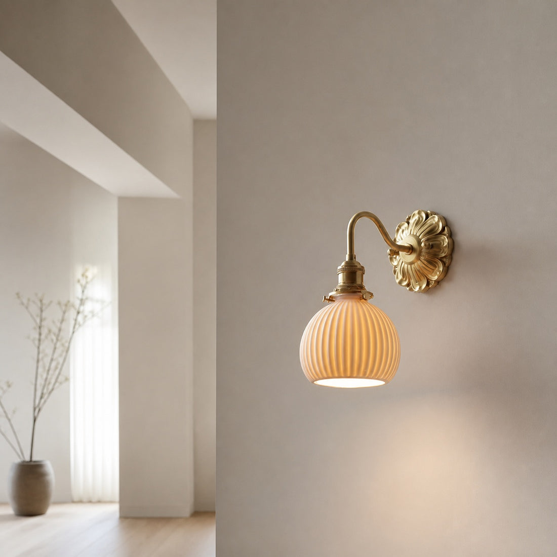 Brass Ceramic Wall Light