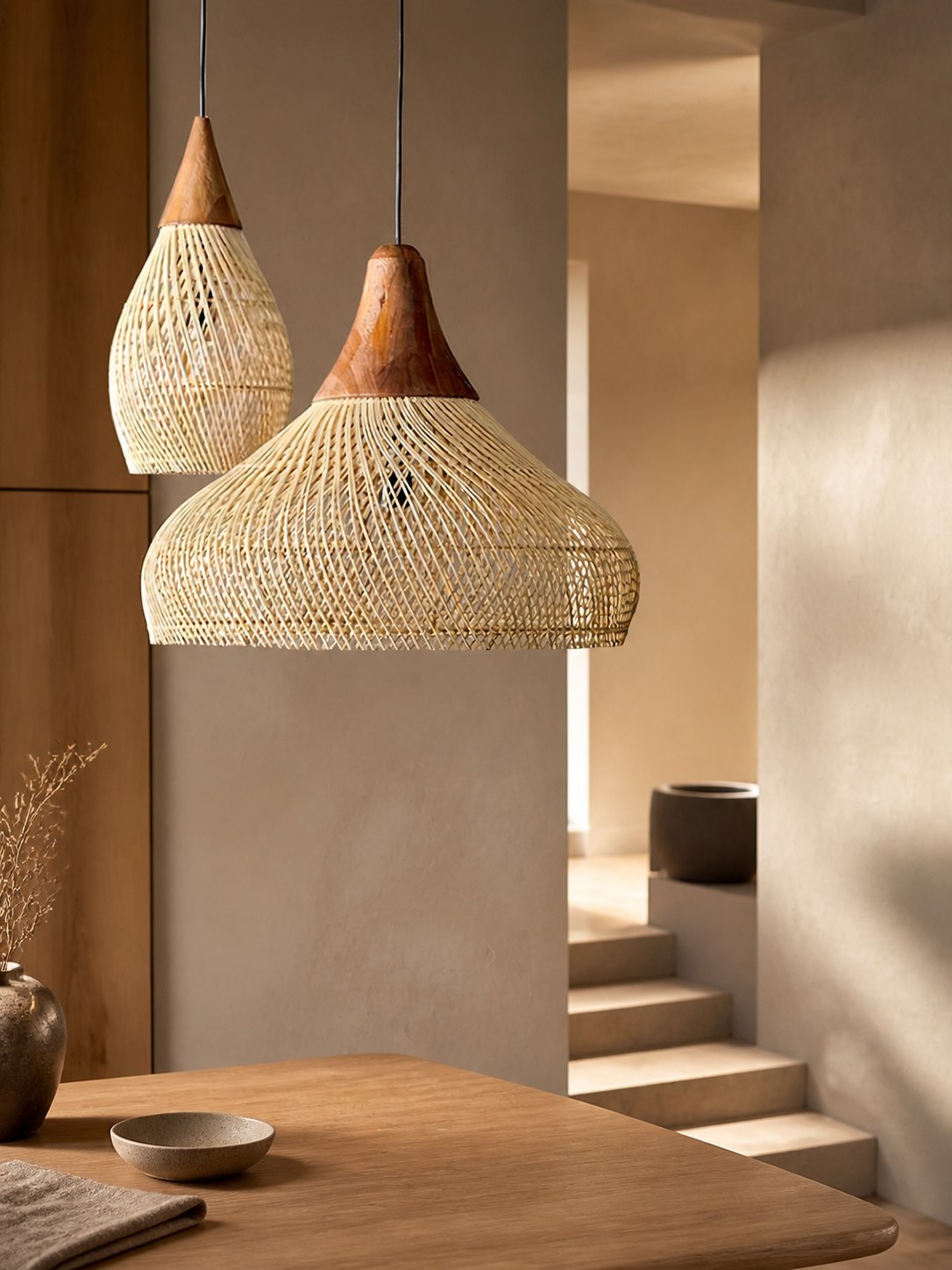 Harp Braided Rattan Pendant Lamp