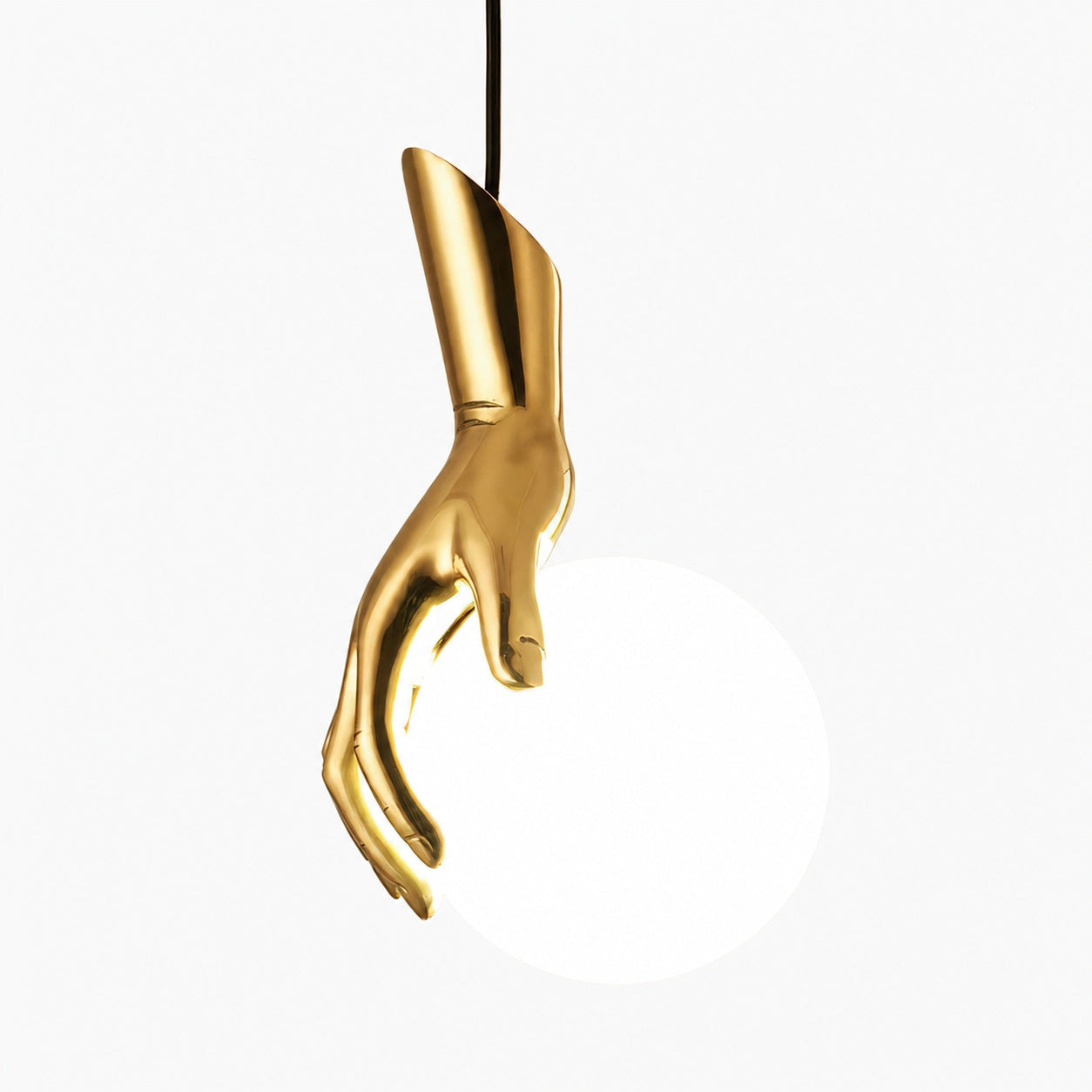 Hand Holding Globe Pendant Light