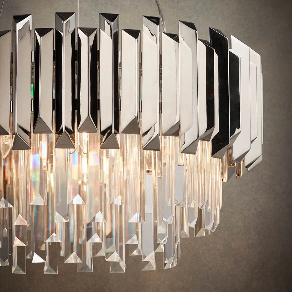 Virelia Contemporary Crystal Pendant Light – Layered Crystal Shade Ceiling Fixture for Dining or Living Room