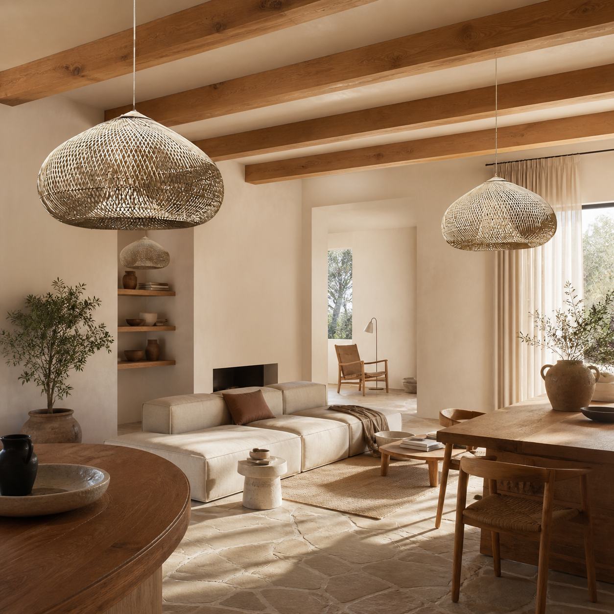 Harp Braided Rattan Pendant Lamp