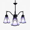 Blue purple Tiffany-style three light chandelier