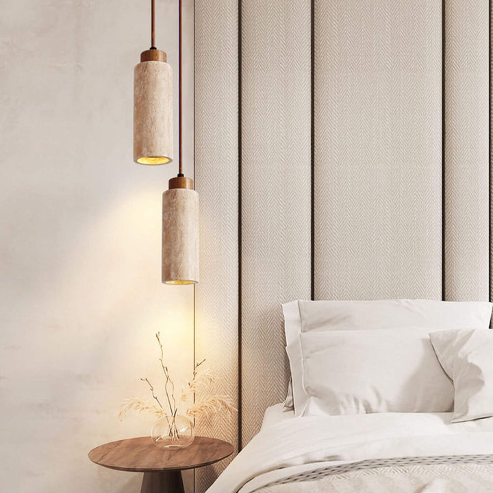 Wabi Sabi Solid Wood Stone Pendant Light