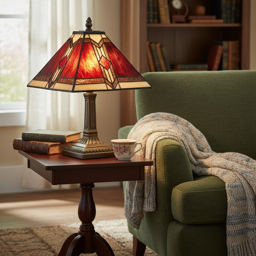 TiffStar Stained Glass Table Lamp – Vintage Style Stained Glass Suitable for Bedrooms and Living Rooms